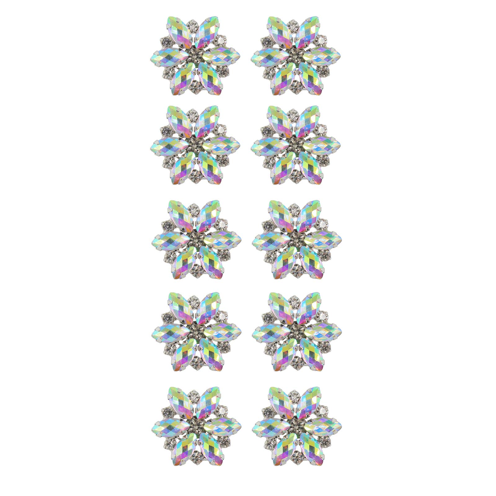 Jerler 10 Pcs Sliver Rhinestone Buttons Crystal Embellishments Sew on Clothing Buttons