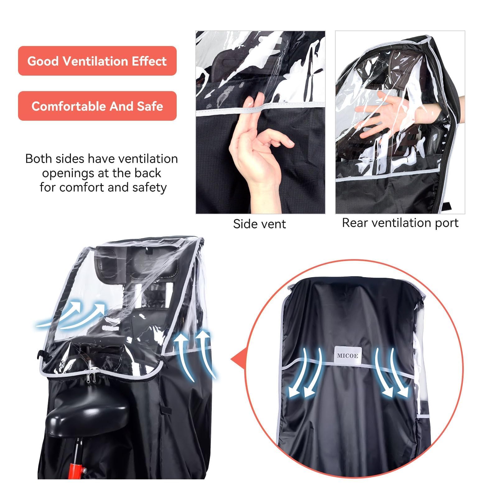 Sièges pour Enfants Housse de Pluie,Housse pour Siège De Vélo Enfant,Kids Protection Pluie Enfant,Housse de Pluie Protection Imperméable pour Siège de Vélo Enfant Portable Universel Assorti(Noir)
