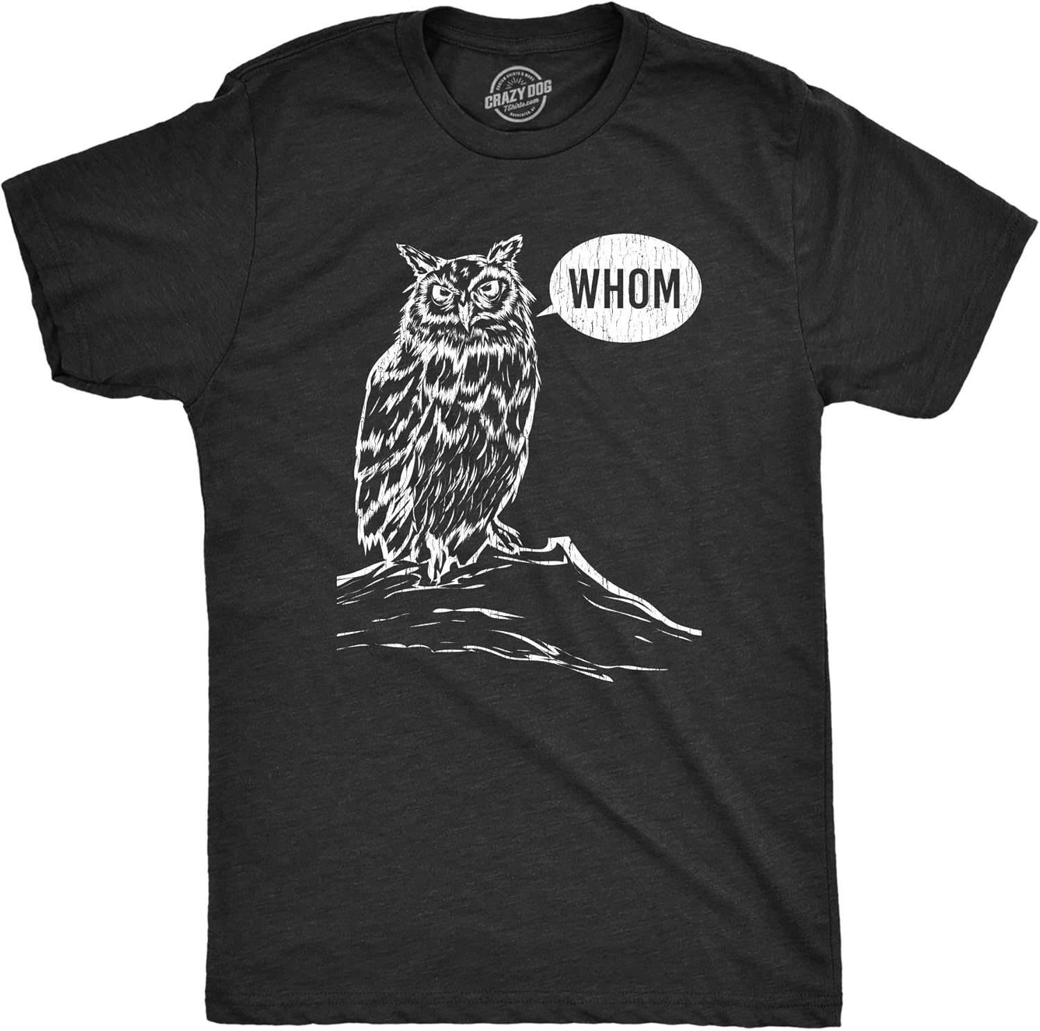 Mens Whom Owl T Shirt Funny Grammar Nerd Sarcastic Graphic Novelty Tee