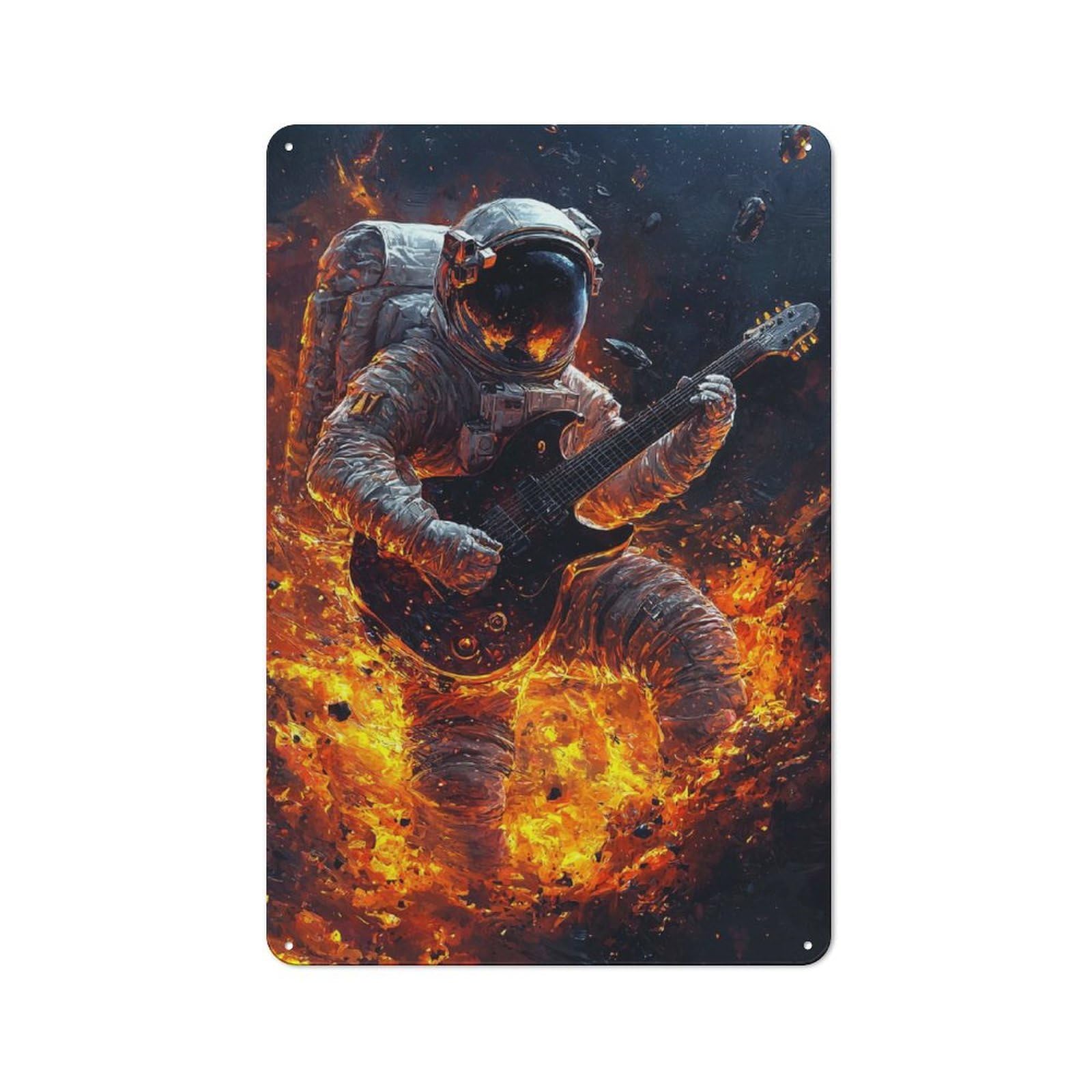Rustic Astronaut Rocking Tin Wall Plaque 30x20cm, Rustic Kitchen Decor for Cottage, Kitchen, Hallway Or Breakfast Nook