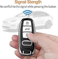 Vista 5 de Sindeda Funda para llavero Audi con llavero suave de protección completa, plateado