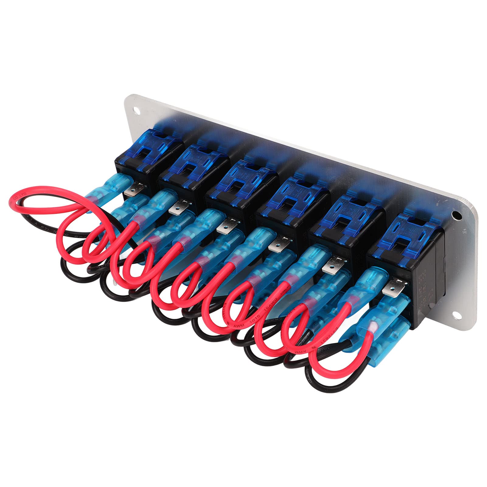 Pannello interruttore a rocker a 6 gang 12 V 24 V LED blu impermeabile SPST On Off interruttore pre-cablato per auto barca camion UTV con telaio in lega di alluminio e pulsante ill