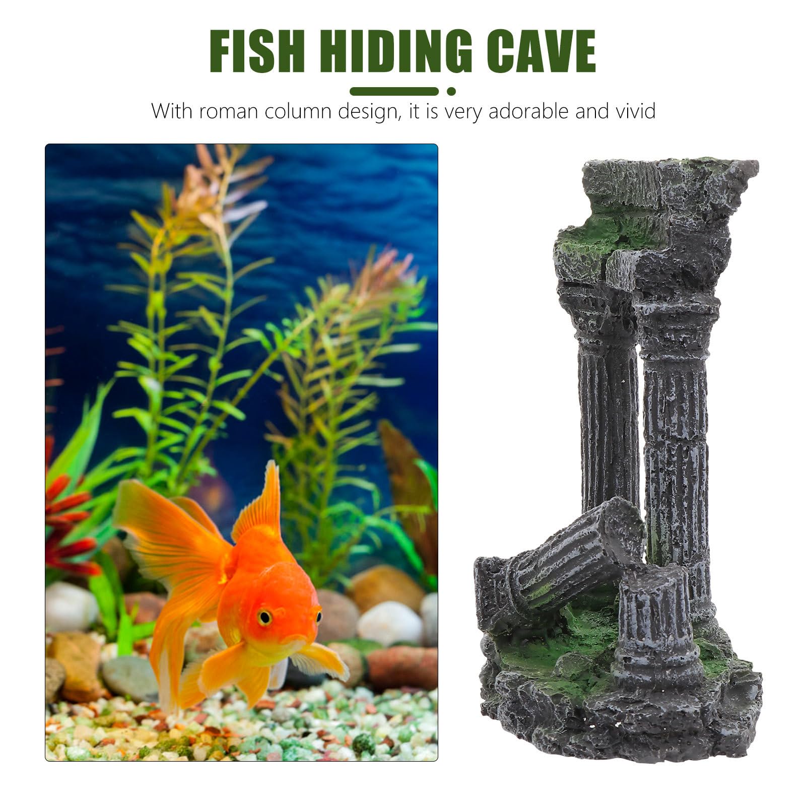 Kichvoe Aquarium Römische Säule Ornament mit Fischunterstand und Landschaftsverzierung für Süßwasser Aquarien Zufällige Farbe