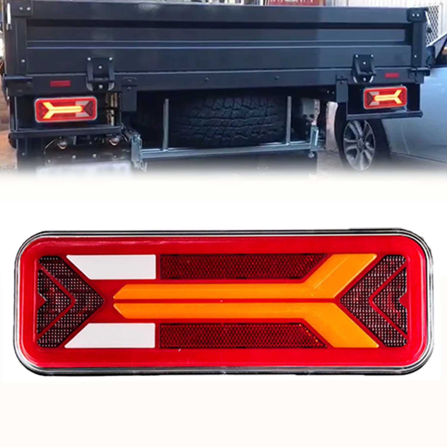 1 ciondolo per fanali posteriori a LED, 12/24 V, luci posteriori DC, cinque funzioni, impermeabile, adatto per furgoni, camion, auto, camper, ecc. (46 x 13 cm)