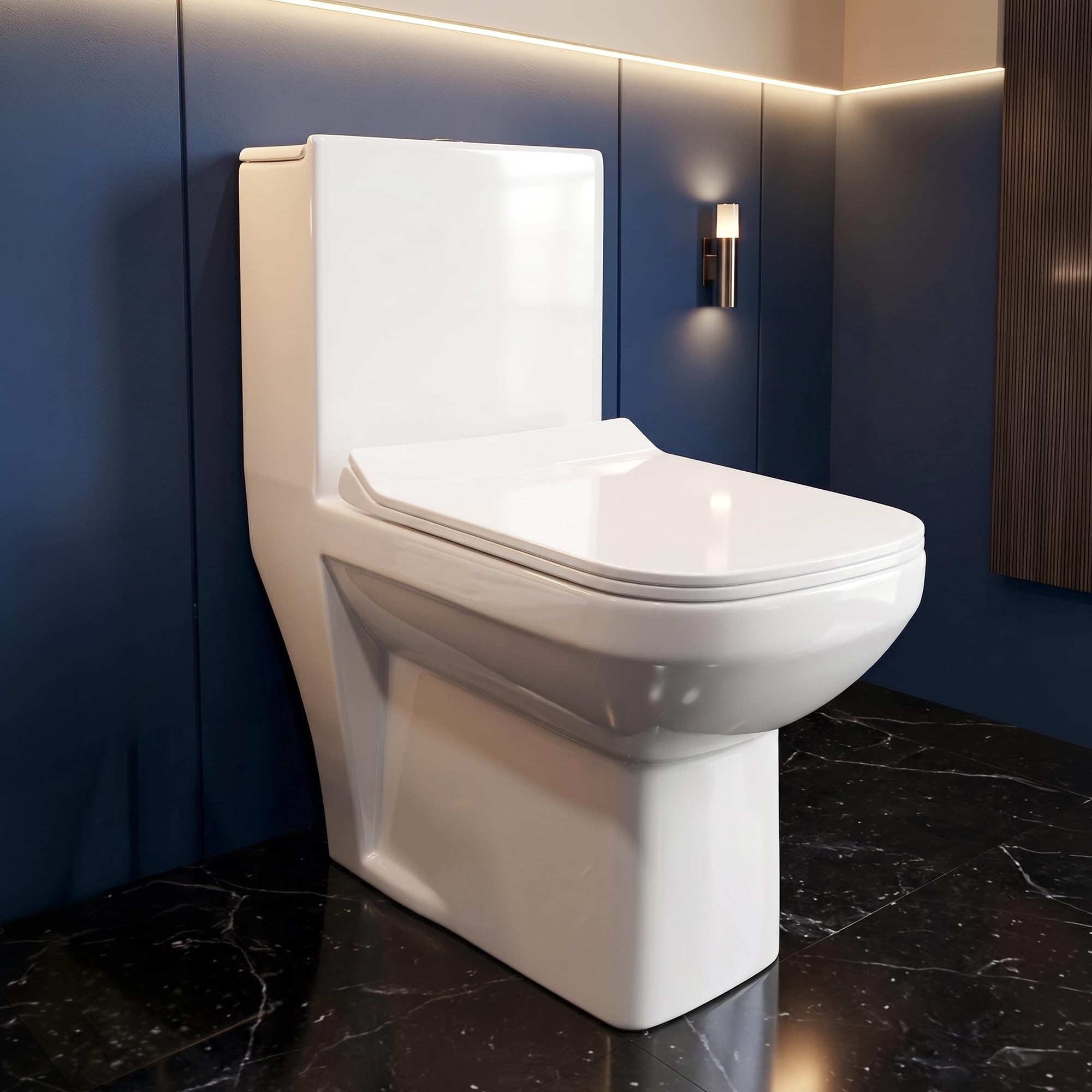 Johnson Ruby Square Floor Mounted S-Trap 220 mm One-Piece Closet with Soft Close Slim Seat Cover (PP) | 630x355x720mm | Dual Flush Tank | Washdown Flushing | White | 10 Years Warranty (P10307PW0103)-image-44