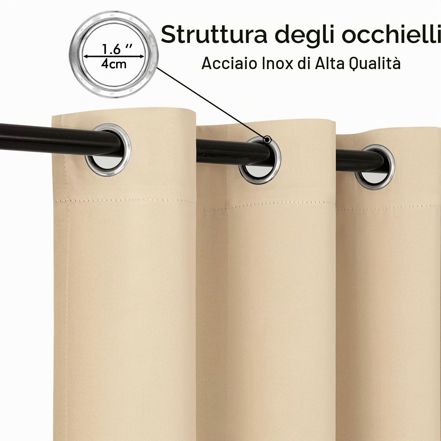MIULEE Tenda da Sole per Esterno con Anelli 2 Pezzi, Impermeabile per Balcone Gazebo, Idrorepellente Termica Verande, Beige 132x275cm