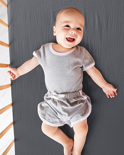 Miniatura 5 de Redbaker Juego de 4 sábanas de muselina para cuna para niños y niñas, de 24 x 38 pulgadas, sábanas bajeras de algodón neutro, suaves y transpirables