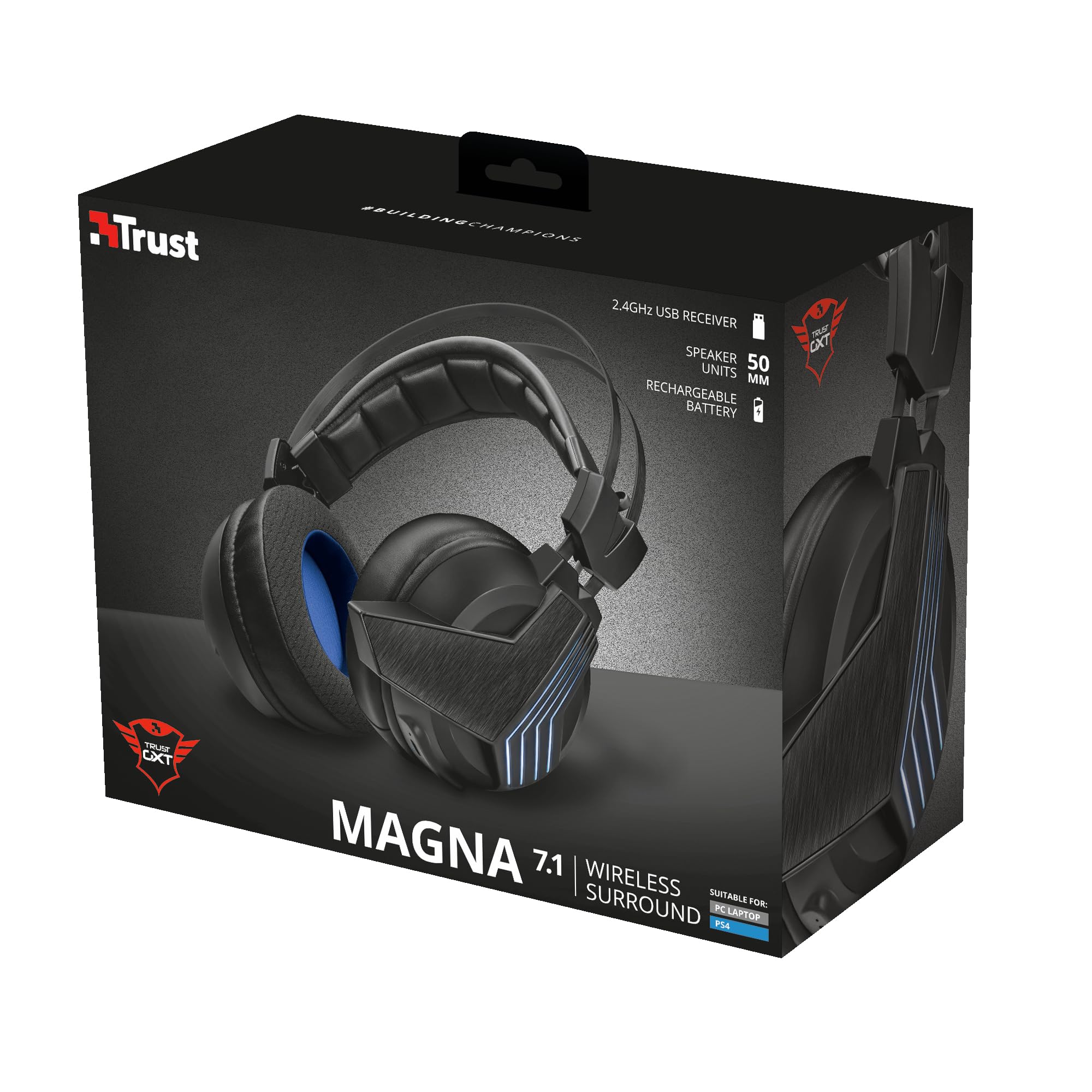 Trust GXT 393 Magna bezprzewodowe słuchawki gamingowe z 7.1 Surround (do PS4, PC i laptopa)