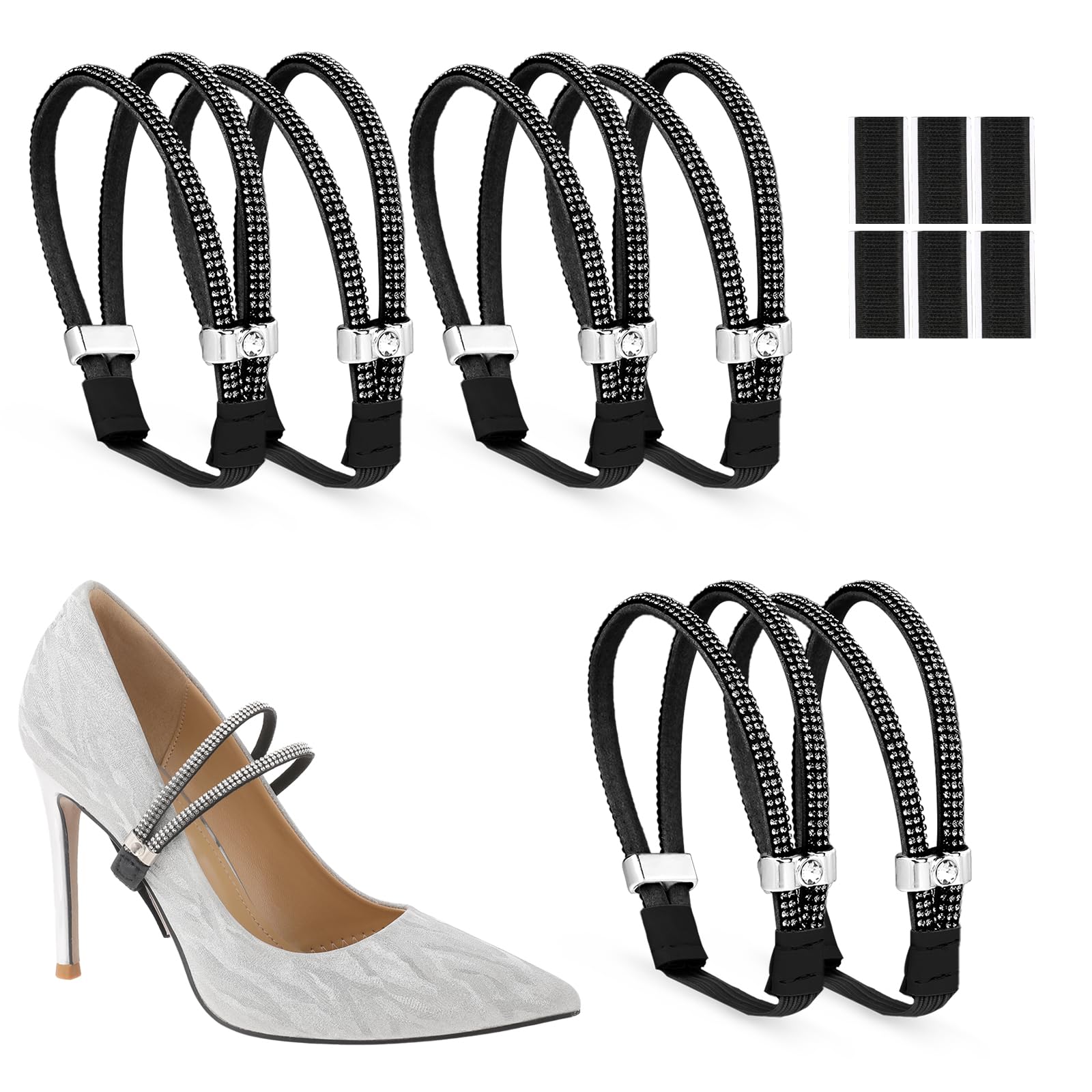 simarro 3 Pairs Elastic Shiny Shoe Laces Strap, Detachable High Heels Shoe Straps for Holding Loose High Heels Pumps