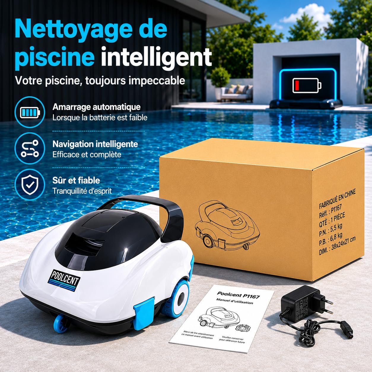 Robot Piscine, Aspirateur Piscine sans Fil, 120 Min