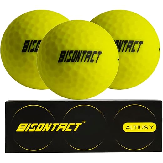 Bisontact ® Altius Y Matte Yellow Golf Balls 3 Pack - 1 Sleeve High Visibility Distance Golf Balls for Everyday Tournament Play Golf Gifts