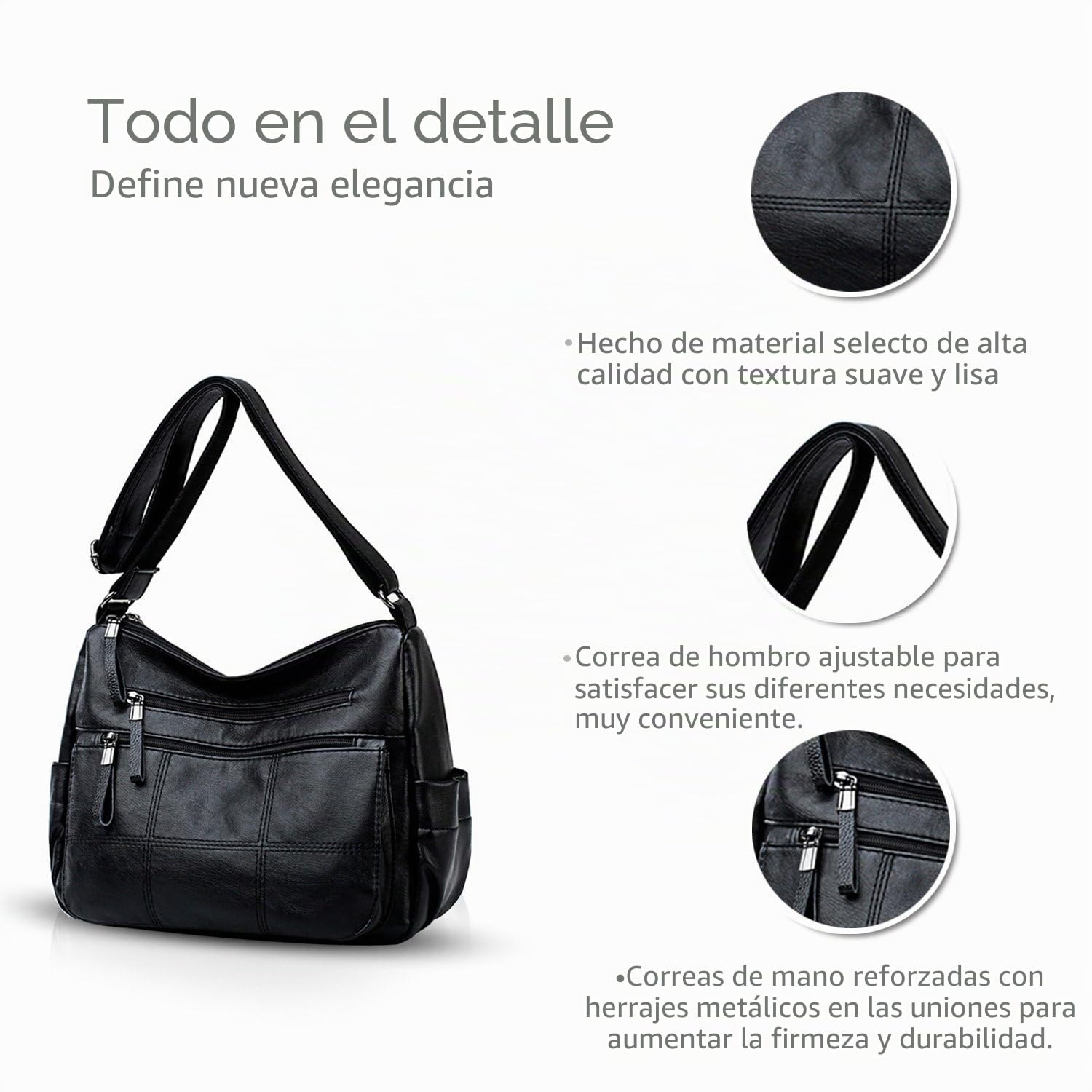 NICOLE&DORIS Bolso de Hombro Bolso de Las Mujeres Bolso de Mensajero de la Capacidad Grande del Cuero de la PU