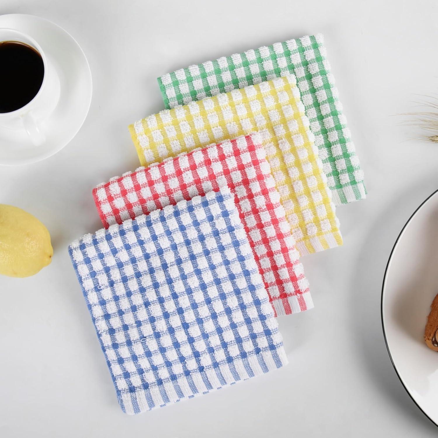 Oeleky Dish Cloths for Kitchen Washing Dishes, Super Absorbent Dish Rags, Cotton Kitchen Dish Towels Pack of 16, 12x12 Inches