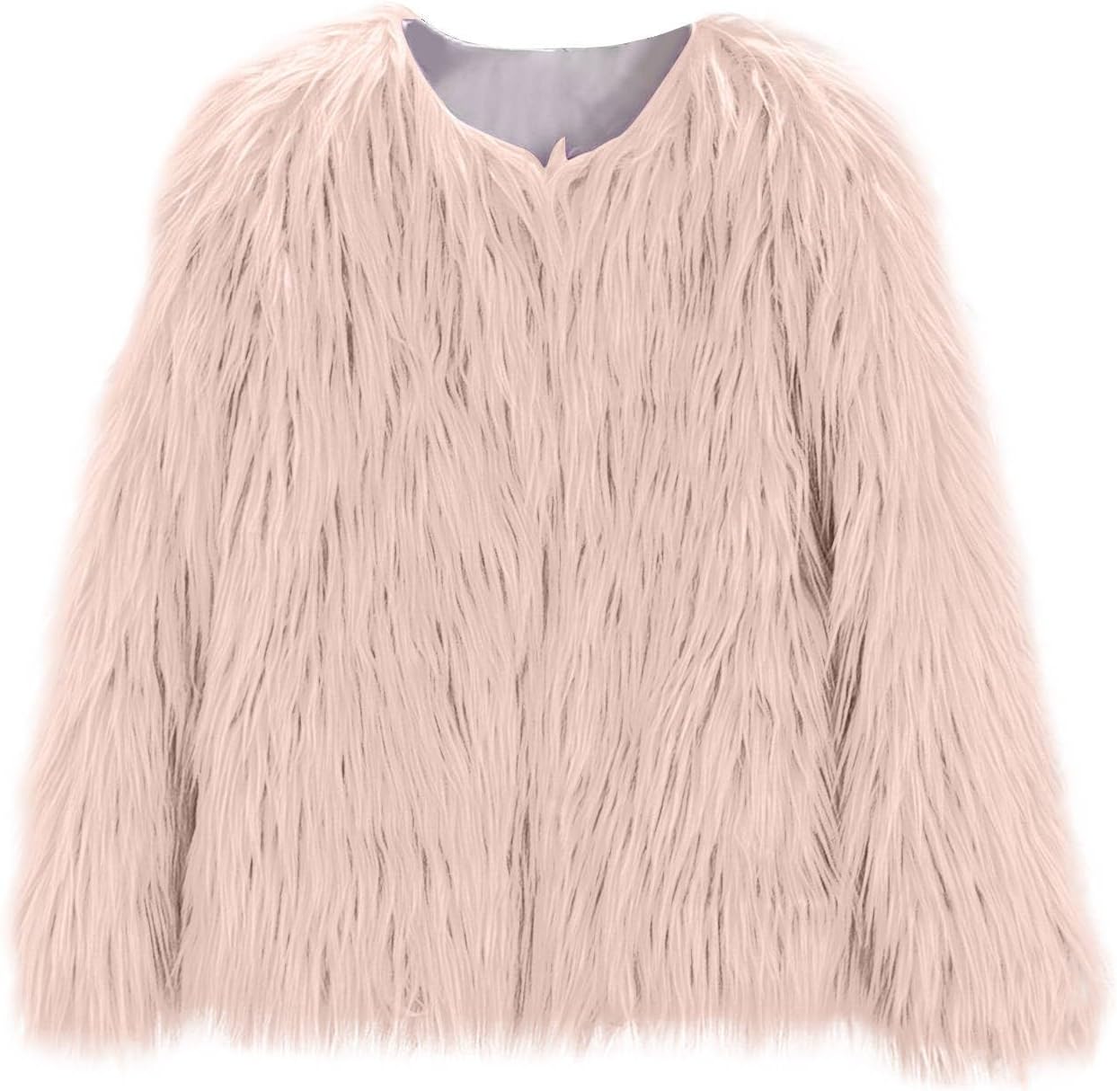 Girls Faux Fur Jacket Kids Winter Thick Fleece Fuzzy Warm Coat Cute Furry Clothes Windproof Shaggy Jacket Outwear