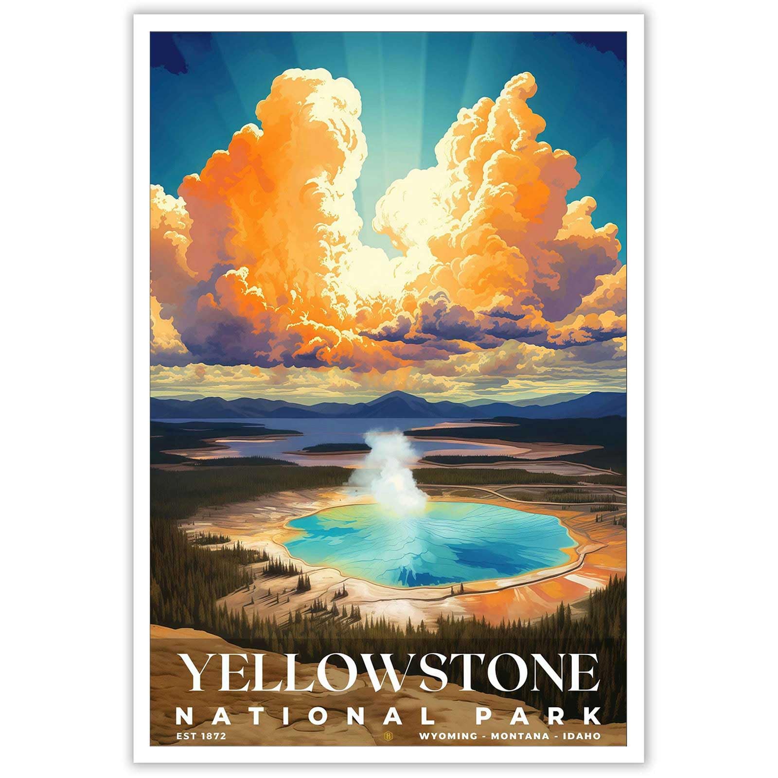 Vintage Yellowstone Travel Poster National Park Canvas Wall Art Nature Landscape Painting For Home Bedroom Dorm Living Room Wall Decor 12x16in