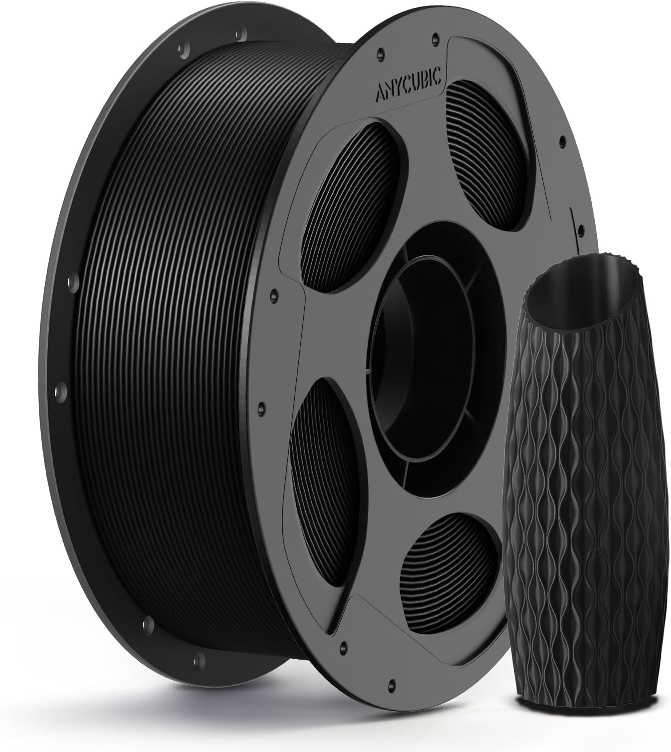 PLA 3D Printer Filament, 3D Printing PLA Filament 1.75mm Dimensional Accuracy +/- 0.02mm, 1KG Reusable Spool (2.2 lbs), Black