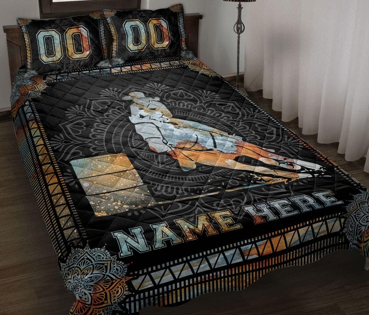 Personalized Barrel Racing Quilt Set, Mandala Barrel Horse Girl Racing Quilt Blanket with Pillowcases, Quilt Bedding Set MLANH1099