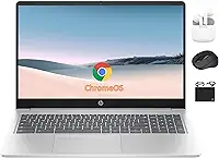 HP Laptop Chromebook HD de 15,6 polegadas para estudantes de negócios, processador Intel N200 quad-core, 8 GB de RAM, armazenamento de 320 GB (eMMC de 64 GB + cartão de 256 GB), webcam, WiFi, bateria