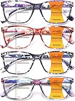 Vista 11 de CLASAGA Anteojos de lectura progresivos multienfoque para mujer, estampado de patrón de bloque de luz azul, elegantes lectores de computadora