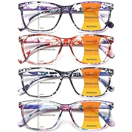 CLASAGA Progressive Multifocus Reading Glasses for Women, Pattern Print Blue Light Block Stylish Ladies Computer Readers (pattern design-2, 4.0, x)