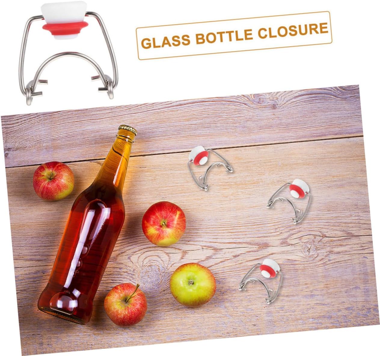 6pcs Red Semi-cover Stainless Steel Beer Bottle Caps with Leakproof Sealing Flip Stoppers for Home Brewing Glass Bottles Swing Top Closure