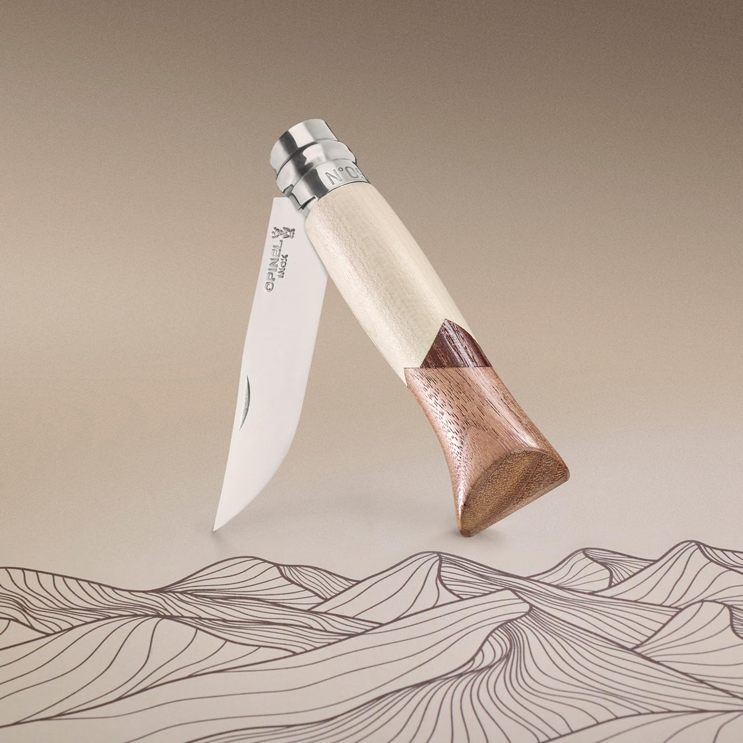 Opinel Taschenmesser No 09 Cime Limited Edition 9 cm Klappmesser mit 12C27 Edelstahlklinge und Holzgriff aus Ahorn Esche Walnuss, Virobloc Verriegelung