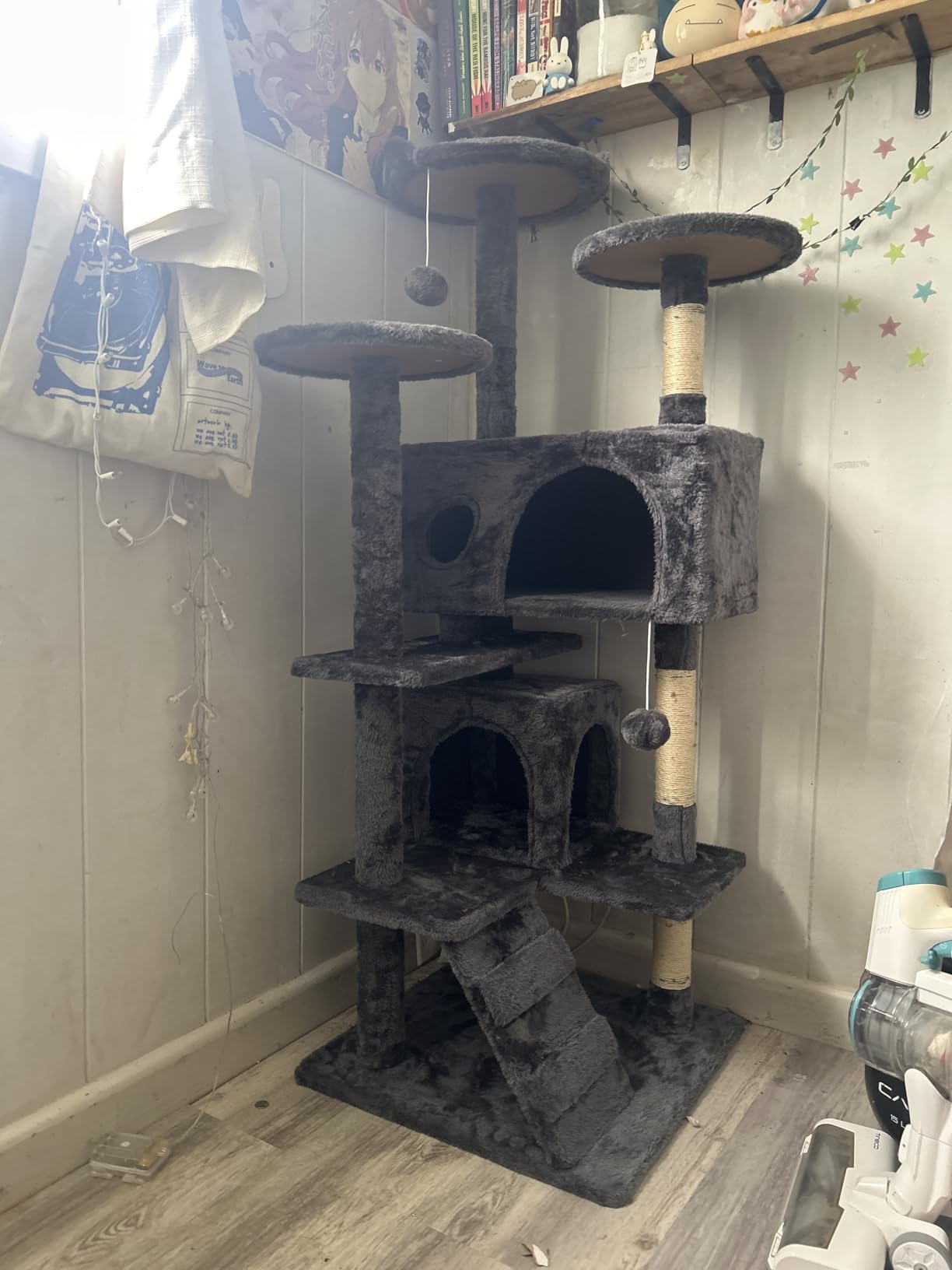 FDW Cat Tree 54in Cat Tower Multi-Level Durable Cat Scratching Post & Cozy Fun Cat Jumping Platform Space Saving Cat Condo Pet Play House for Indoor Cats,Dark Gray photo review