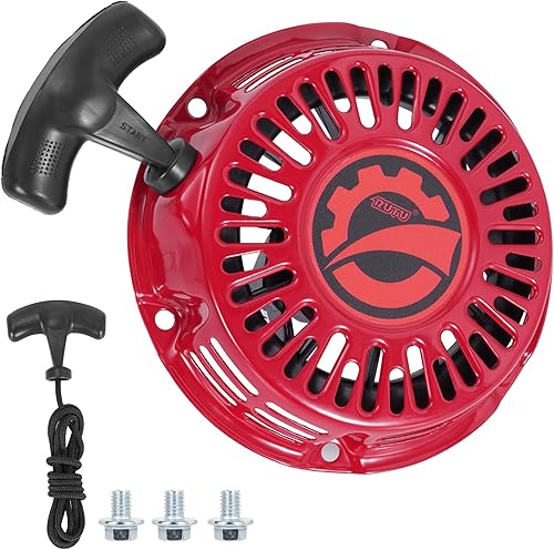 Miniatura 7 de RUTU Conjunto de arranque de tracción compatible con Honda GX120 GX160 GX200, arrancador de retroceso con mango de cable de tracción más grande para