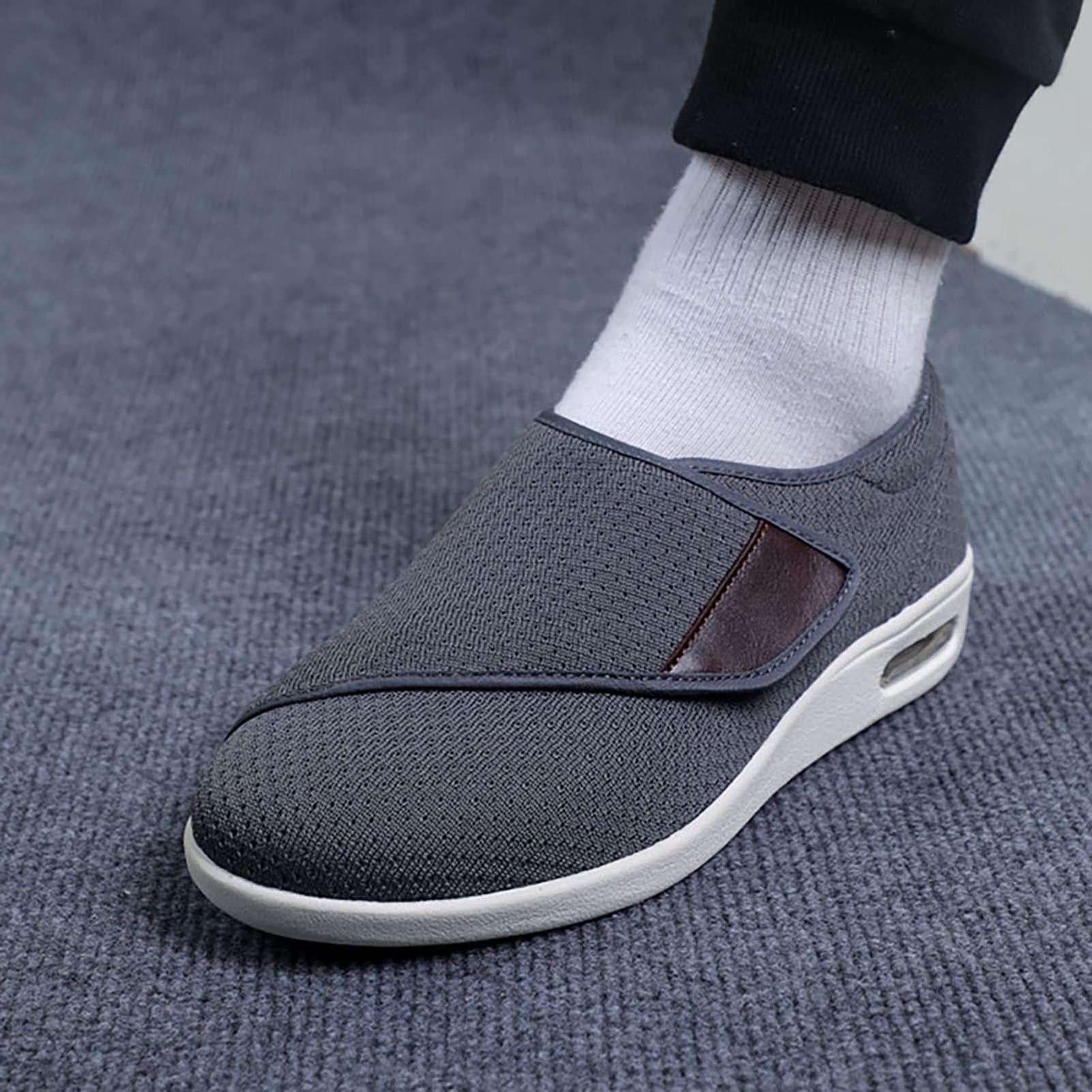 Męskie buty dla cukrzyków, regulowane buty trekkingowe, szerokie, lekkie buty dla osób starszych, opuchnięte stopy, antypoślizgowe pogrubienie i poszerzenie dna poduszki powietrznej