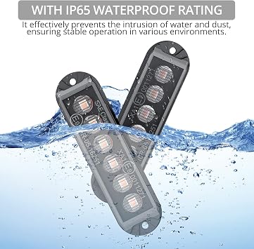 Justech 8 PCS 6LED Amber Car Strobe Flashing Lights 12V/24V with 30 Modes