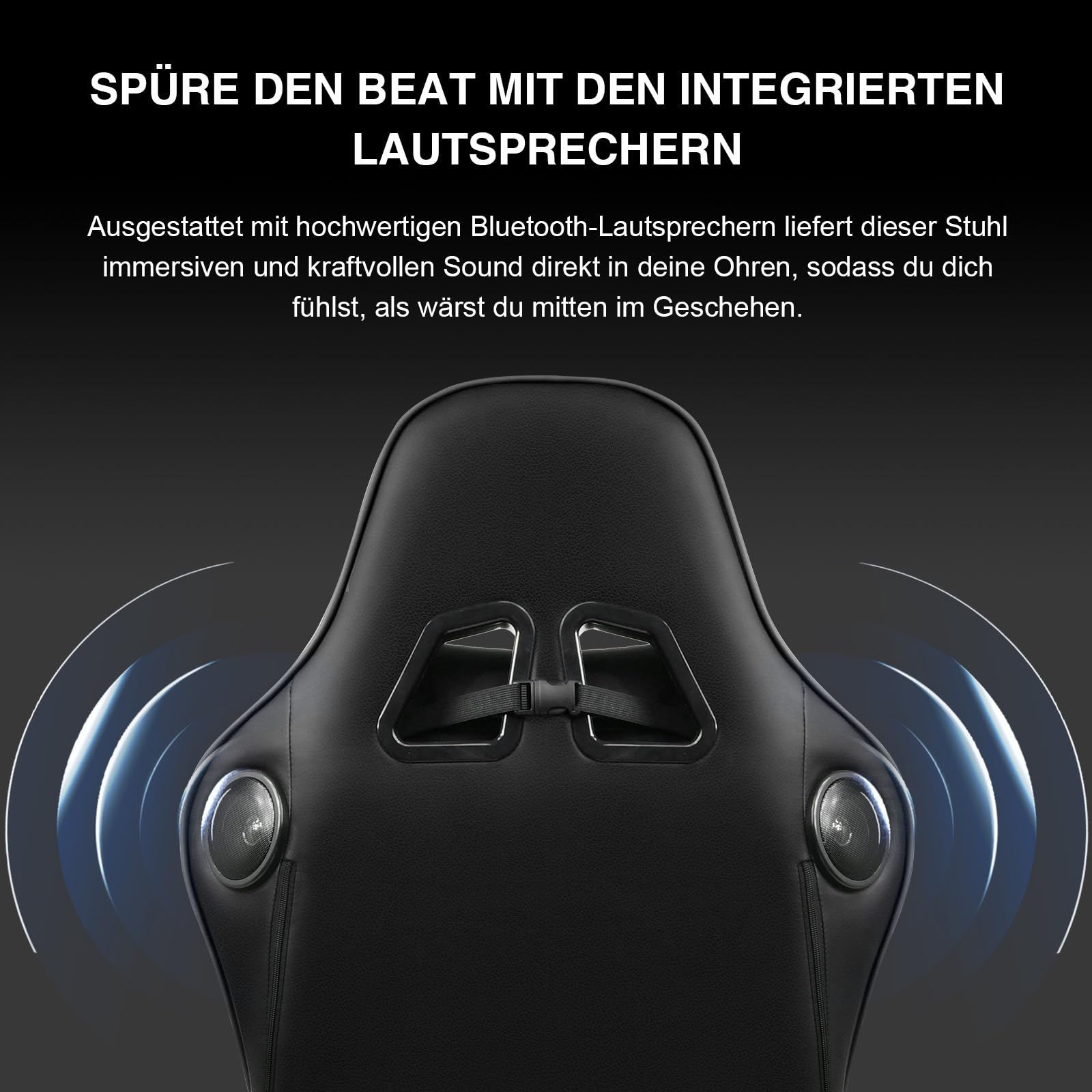 GTPLAYER Gaming Stuhl Gamer Stuhl mit Fußstütze Bluetooth Lautsprecher Ergonomischer Bürostuhl Computerstuhl Schreibtischstuhl PC Stuhl mit verstellbare Rückenlehne 200 kg Belastbarkeit schwarz