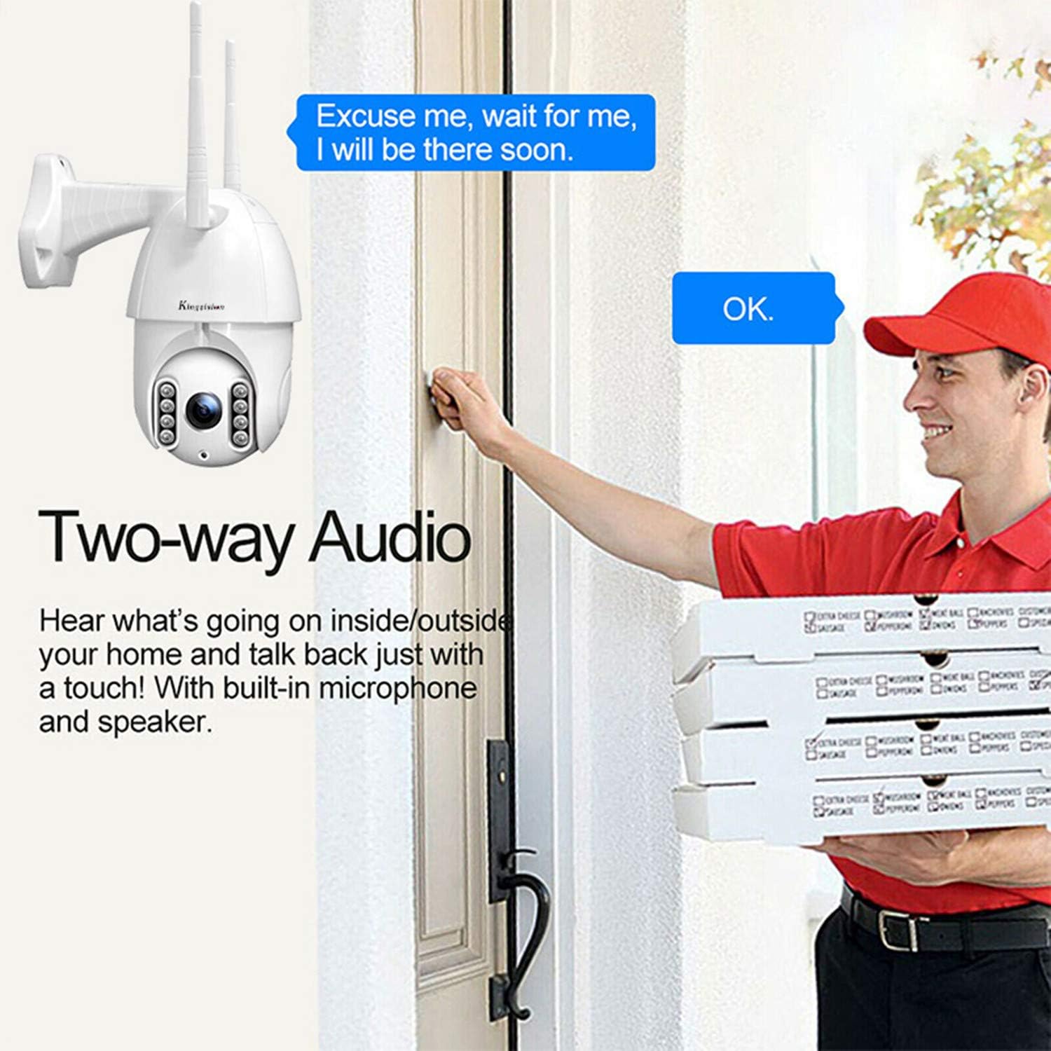 Free Shipping Offer Kingvision WiFi Wireless Outdoor Security Camera, 1080P PTZ Security Camera, IP66 Waterproof Pan Tilt Dome Surveillance Cam with Two Way Audio Best Review Kingvision WiFi Wireless Outdoor Security Camera, 1080P PTZ Security Camera, IP66 Waterproof Pan Tilt Dome Surveillance Cam with Two Way Audio