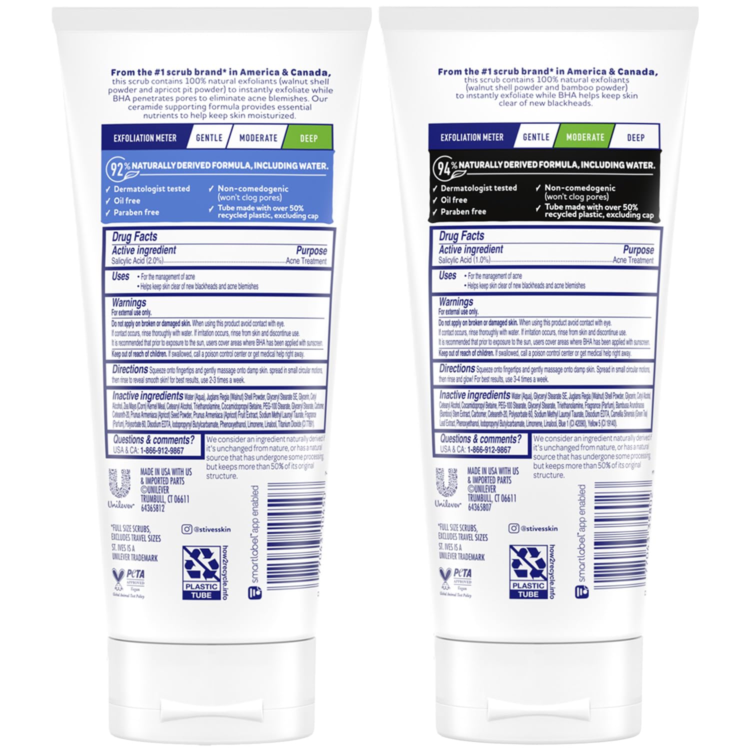 St. Ives Facial Scrub Variety 2-Pack – Fresh Skin Apricot + Blackhead Clearing Green Tea, Exfoliating Face Scrubs, 6 Oz Ea