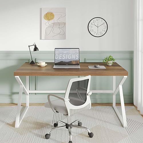 Miniatura 104 de HSH Escritorio gris para computadora, escritorio industrial de madera y metal para oficina en casa, escritorio rústico para computadora portátil