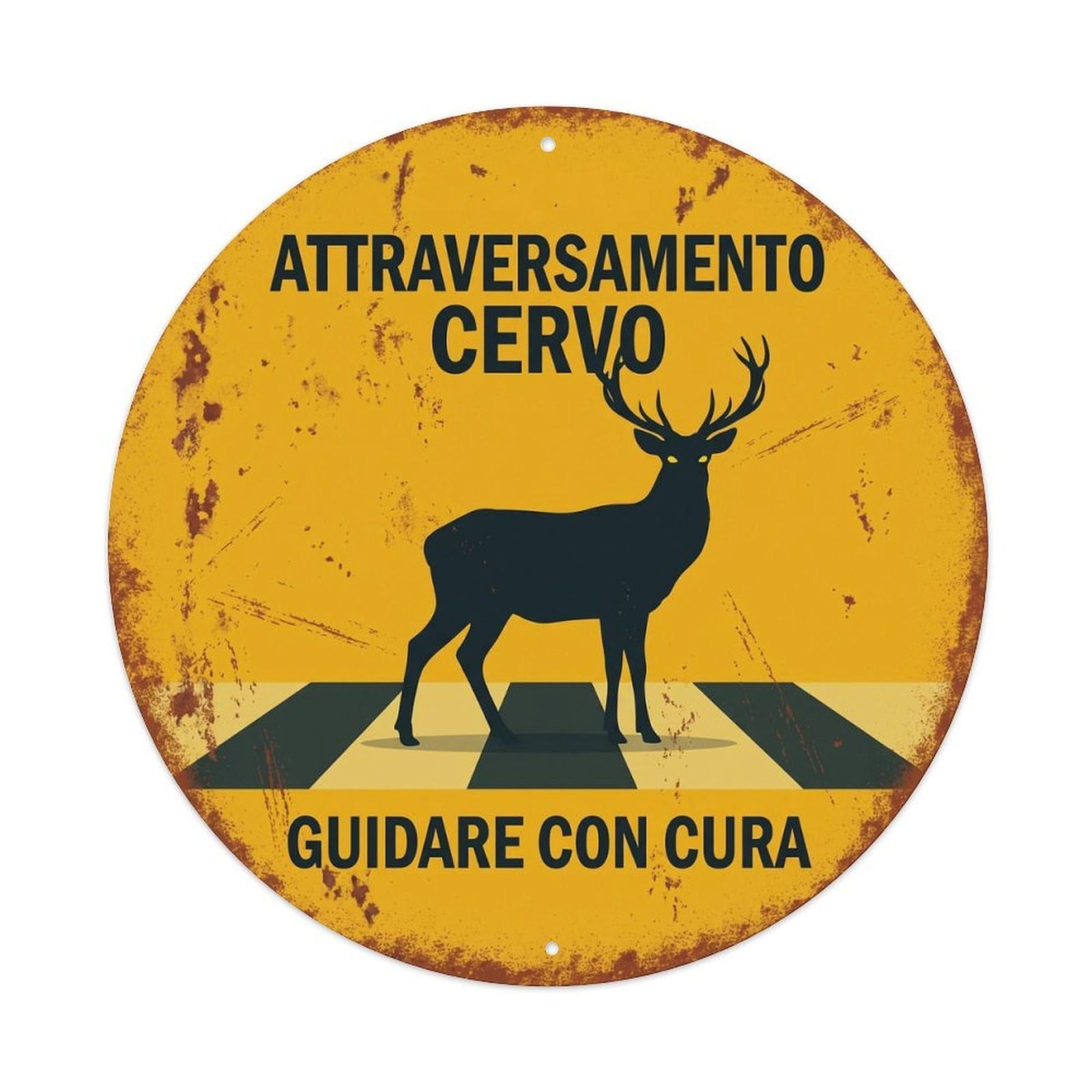 Deer Crossing Guidare Cura Traditional Metal Tin Sign