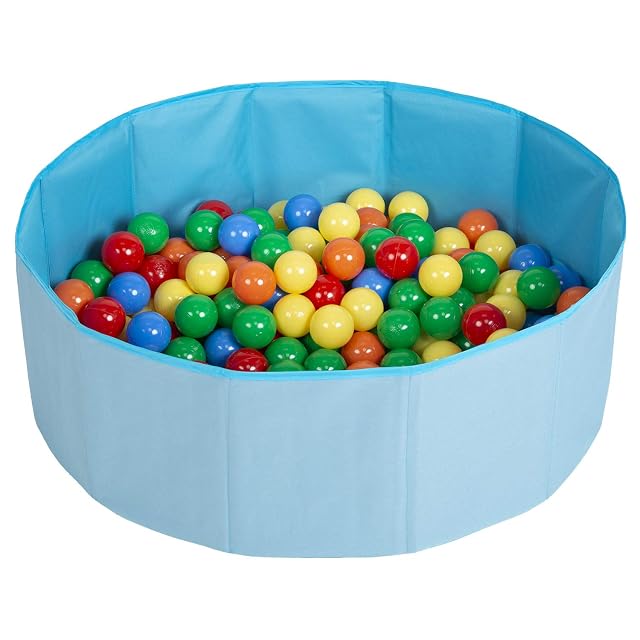 Selonis Piscina Plegable con Bolas Coloridas De 200 Bolas NZ-78-BLUE, Azul:Amarillo/Verde/Azul/Rojo/Naranja