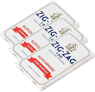 Zig-Zag - Slow Burning Rolling Papers, 3 Booklet Pack, 100 Leafs per Pack, Single Wide (Regular) Size, Kut Corners Easy Rolling, 100% Natural Gum Arabic, No Bleach, Authentic (White)
