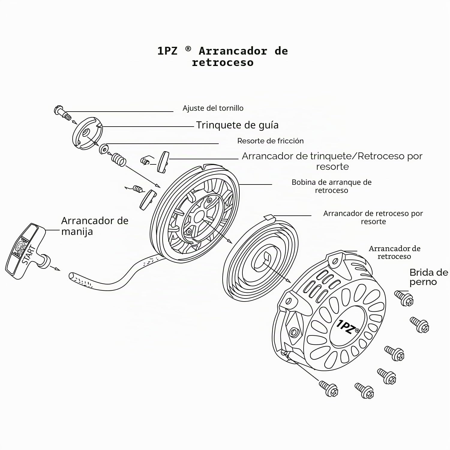 1PZ FPS-X39 Arrancador de retroceso Pull Start Reemplazo para Honda GX340 GX390 GX610 GX620 188F 11hp 13hp 28400-ZEE3-W01ZA Generador Motor Lanzador Arrancador de tirar Arranque de retroceso