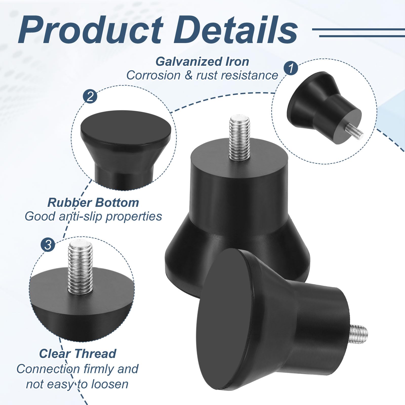 QUARKZMAN 4Pcs Livellatori Regolabili Per Mobili Con Filettatura M10 X 20mm 70x81mm Piedini Regolabili Con Vite Per Protezione Pavimento Per Gambe Di Tavoli Sedie Armadi