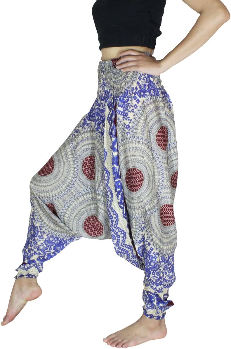 Banjamath® Women's Peacock Print Aladdin Harem Hippie Pants Jumpsuit - Image 2