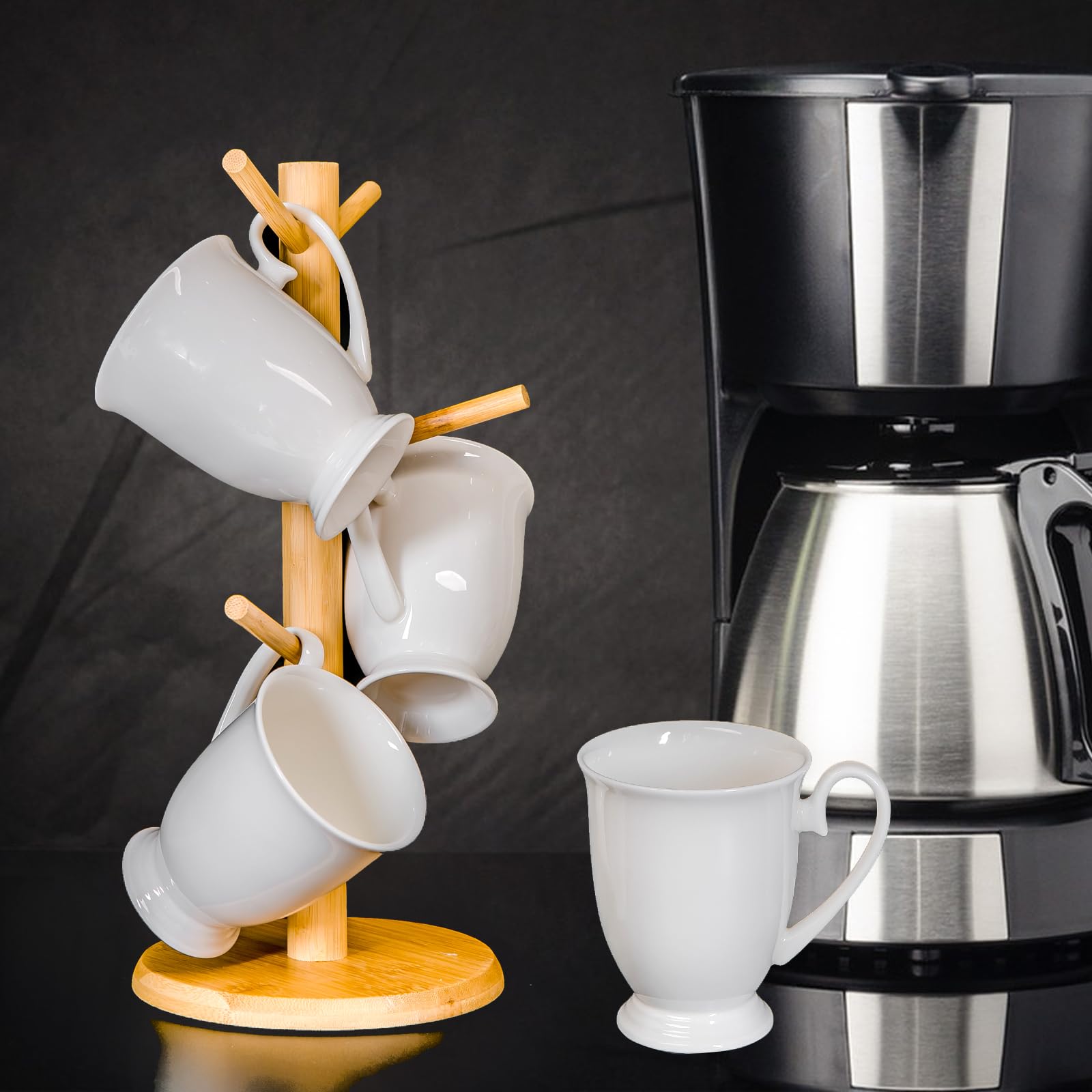 COSTMANCE Coffee Mug Set of 4(9 oz), Fine Bone China Coffee Mug Set, Euro Style Art Tea Cup Coffee Mug for Women, DIY Gift, Microwave Dishwasher Oven Safe