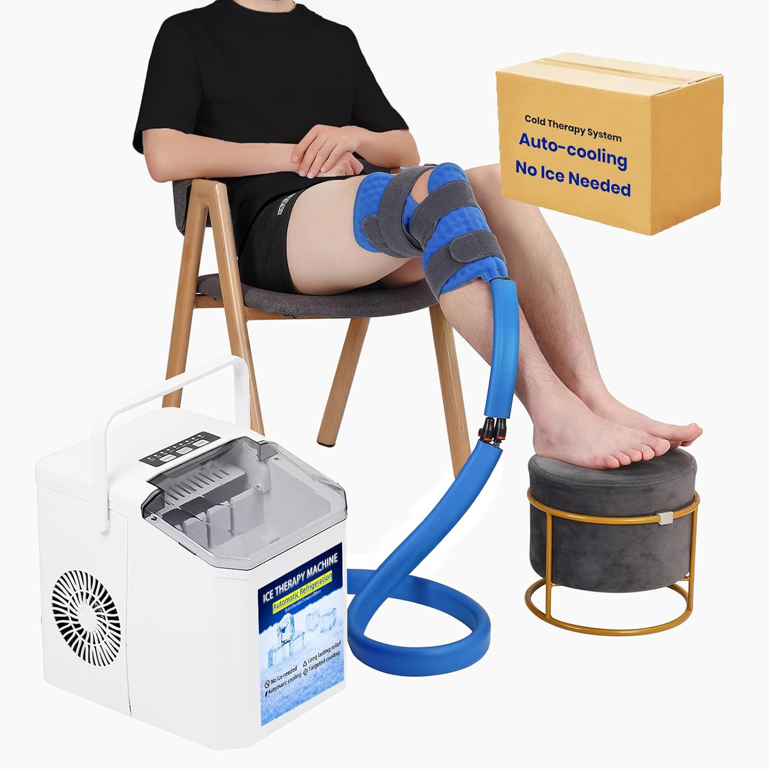 Ice Free Cold Therapy System No Ice Needed Cryotherapy Freeze Kit with Adjustable Temperature Control Portable Ice Machine with Universal Pad for Knee Pain Relief Arthritis Swelling Injury Recovery