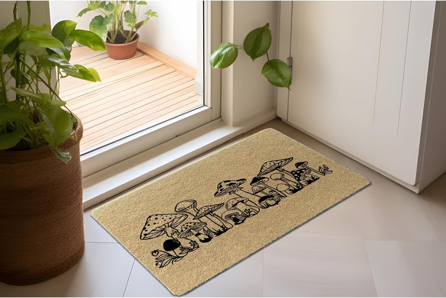 Farmhouse Retro Cute Mushroom Door Mat, 17"X30" Decorative Home Indoor/Outdoor Patio Entry Front Door Mat, Welcome Mat Decor, Mushroom Lover Gift