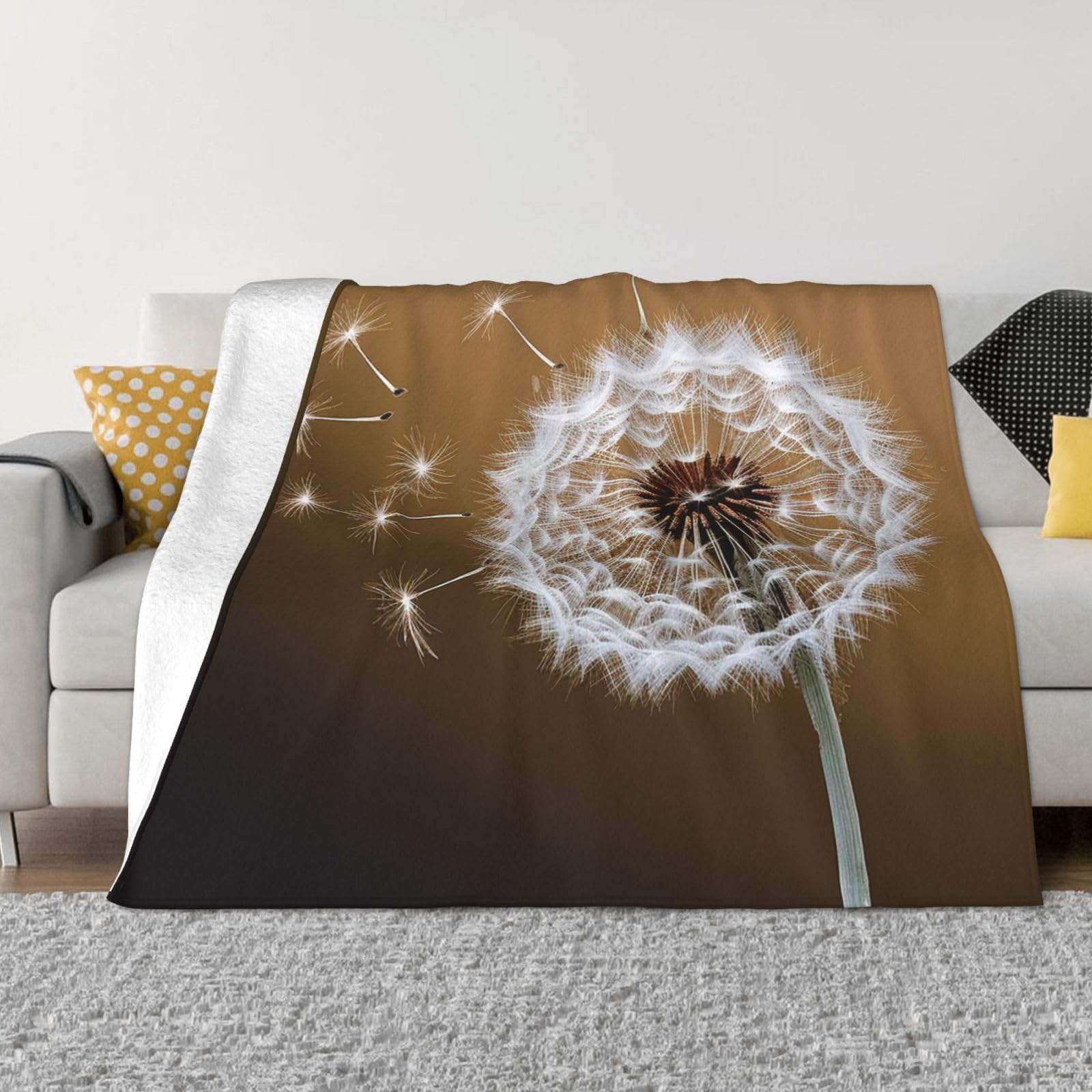 Couverture en micro polaire pissenlit 152x127cm en flanelle légère et chaude