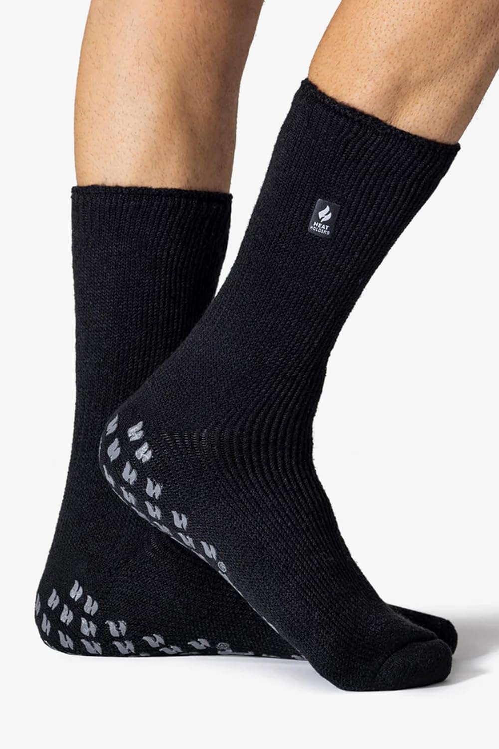 HEAT HOLDERS Men's Bigfoot SLIPPER Thermal Socks 13-15 Us Black/Grey