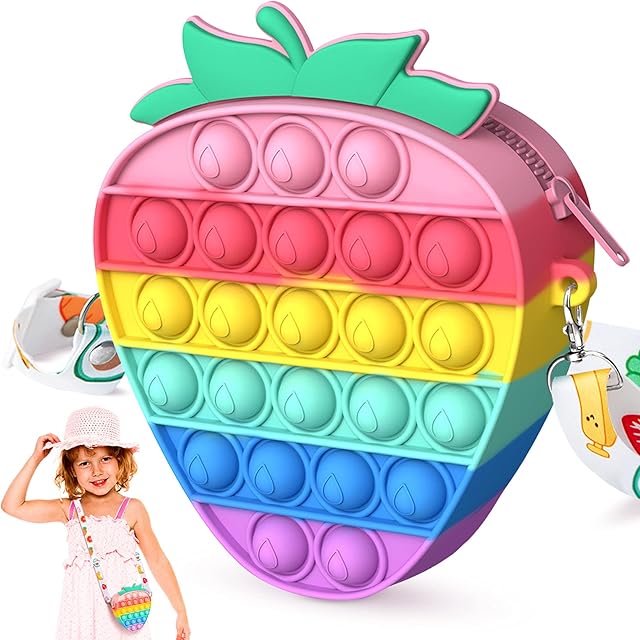 Pop Bag It for Girls Toys, YOINGO Fidget Toy Poppet Bag Girls Kids Toys for Girls, 2 ni 1 Popit Shoulder Bag Popper Handbag and Sensory Toys for Autism, Party Bag Fillers for Kids Gifts for Girls