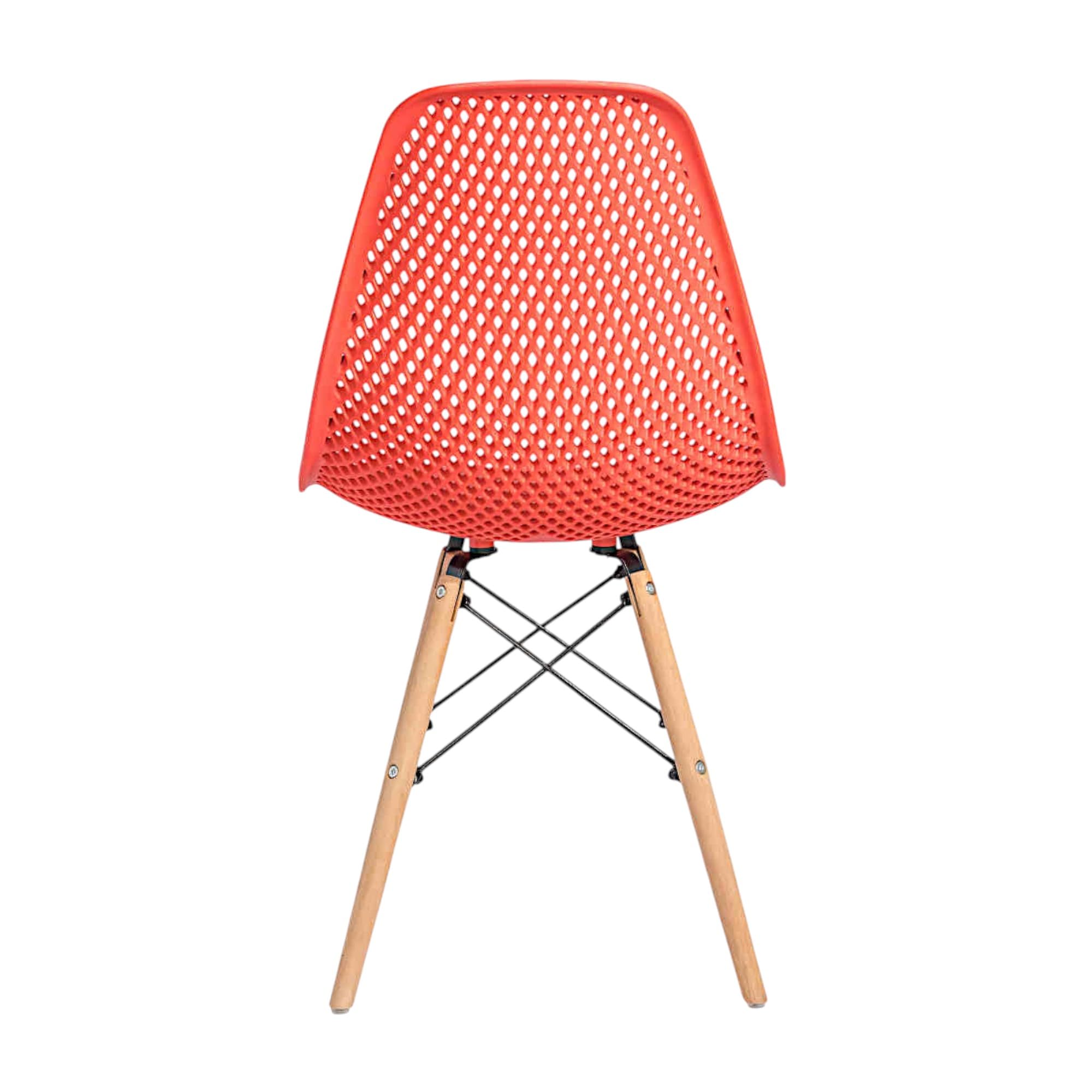 Sillas de Comedor Modernas Diseño Nórdico con Asiento de Polipropileno Ecológico y Patas de Haya Maciza con Refuerzo Metálico (4, Rojo, Pack de 4 sillas)