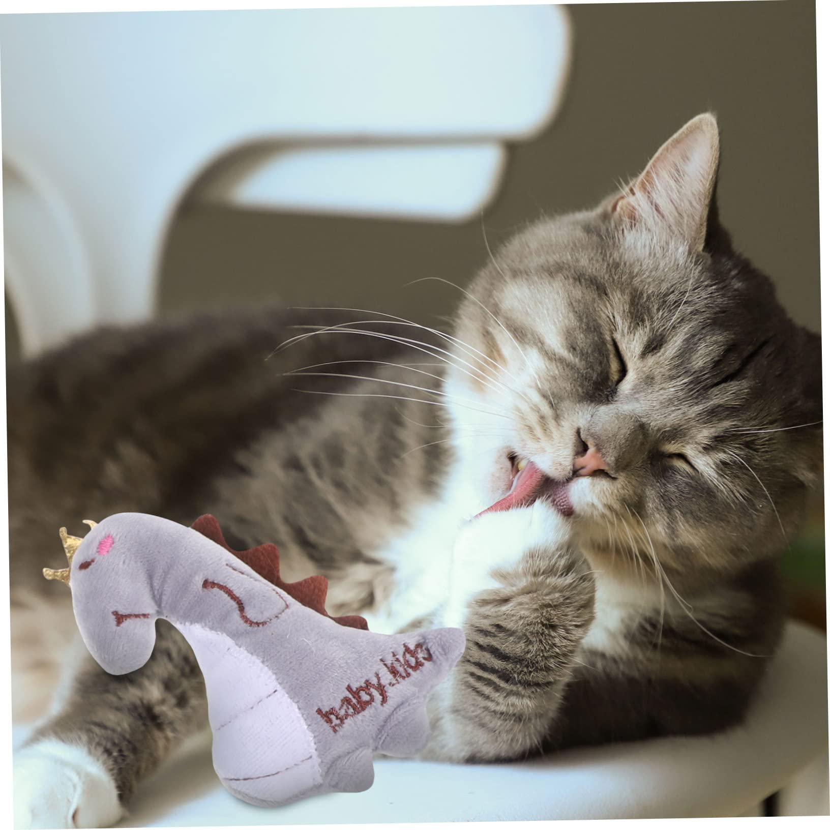 Toddmomy 25pièces Jouets Peluche pour Chat avec Herbe à Chat Jouets Interactifs Peluche pour Chatons Dinosaures Poule Serpent Et Canard