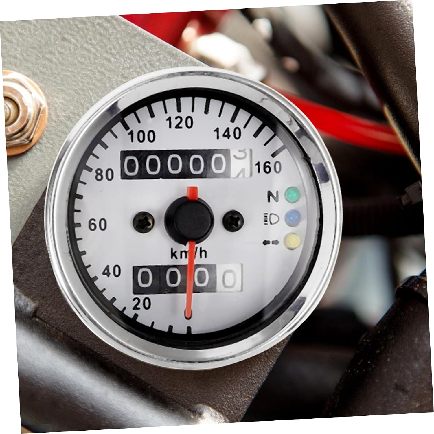Luxshiny Motorcycle Dual Speedometer Gauge Led Indicators Vintage Design for Enhanced Style and Clarity Easy Installation for Custom Motorbike Upgrades
