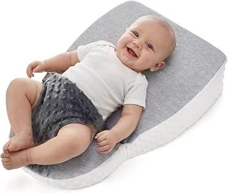 Gliswaieuznd Baby Wedge Pillow Bassinet Wedge Reflux,Baby Lounger Nest Milk Anti-spit Flat Head Prevention Nursing Pillow Sleeper Infant Feeding Natural Incline Pillow (Gray, 55x40cm)